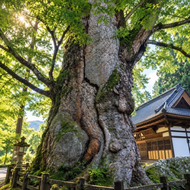 根古屋神社の大ケヤキ｜樹齢700〜800年の田木・畑木と豊作を占った伝承