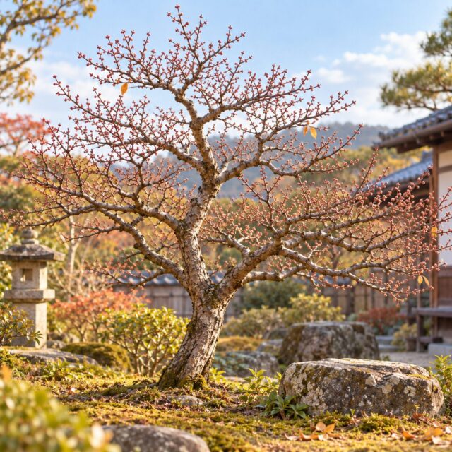 梅剪定｜秋冬に上へ伸びる枝を短くして花芽を残す基本